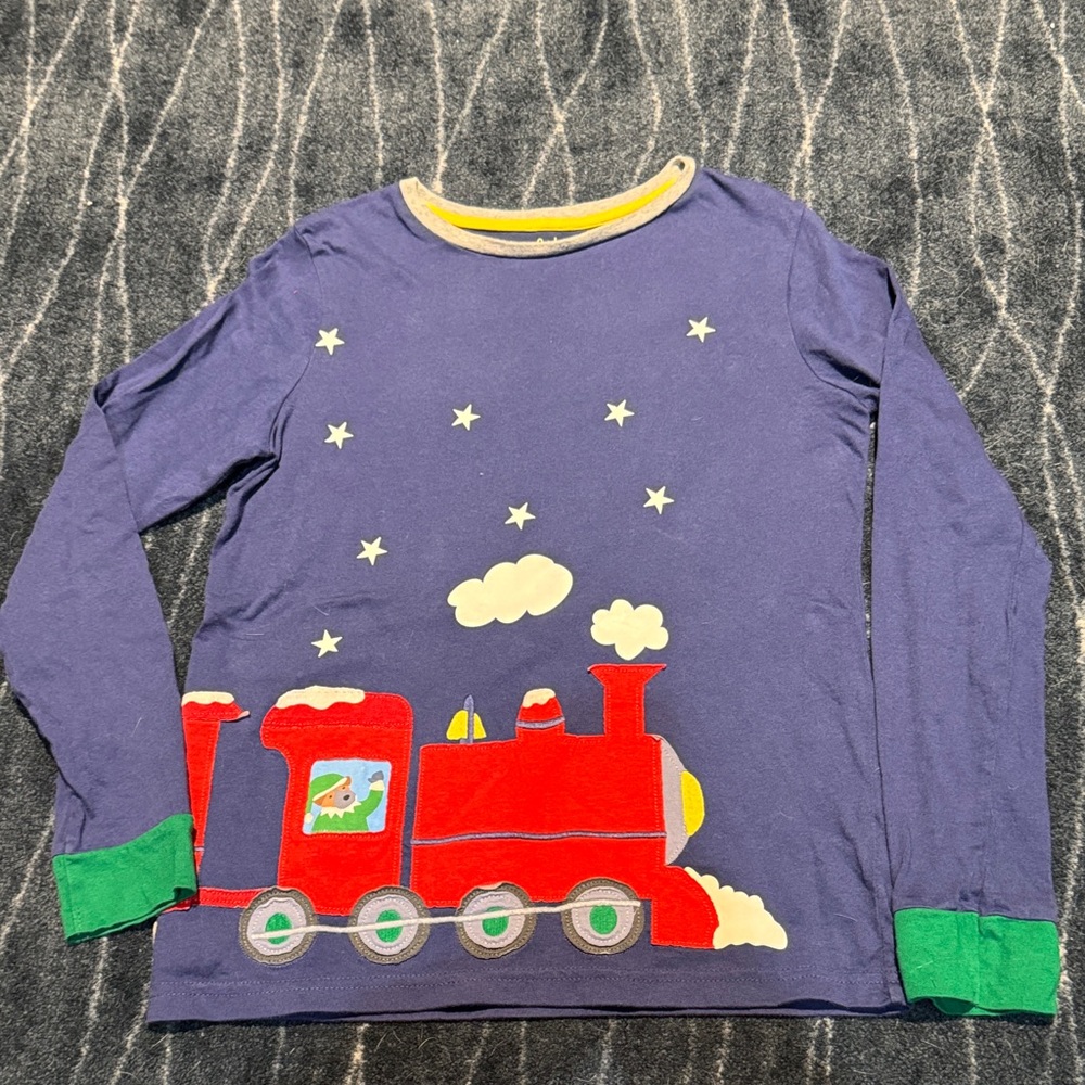 Mini Biden Kids Train Graphic Long Sleeve Shirt - Blue and Red 11-12Y